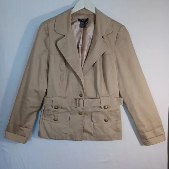 Sandro Sportswear Trench Coat Jacket Length Classic Tan Womens Medium - Picture 2 of 12
